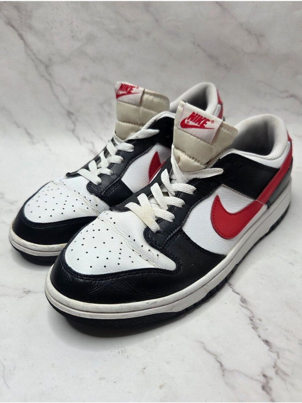 Nike Dunk Low Retro Red Swoosh Panda Sneakers Shoes FB3354-001 Men's 10